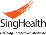 SingHealth logo with an orange swoosh and text on a white background