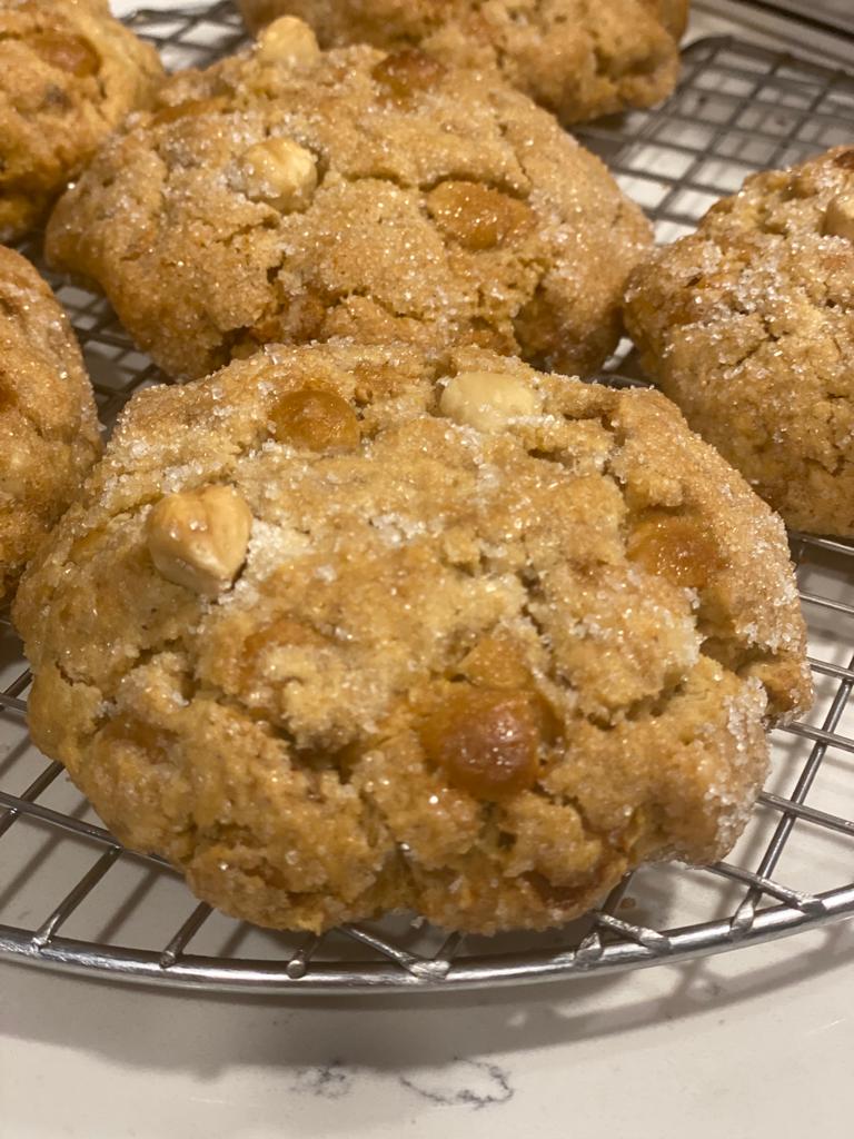 Egg-Free Gluten Free Sweet and Salty Butterscotch and Hazelnut Reduced Sugar Jumbo Cookie