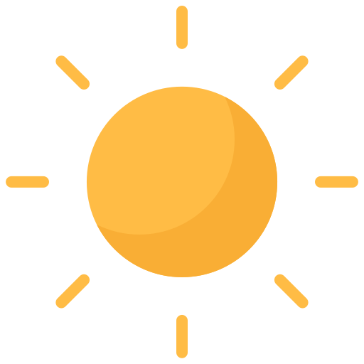Yellow sun icon on a white background