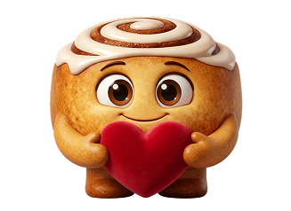 GFF's mascot rollo with a heart, white background