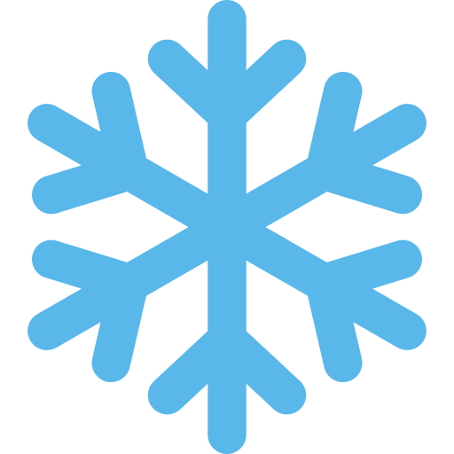 Blue snowflake icon on a white background
