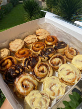 Load image into Gallery viewer, Egg-Free Cinnamon Rolls Party Platter (16 / 20 / 24 reduced sugar mini rolls in 5 best-selling flavors)
